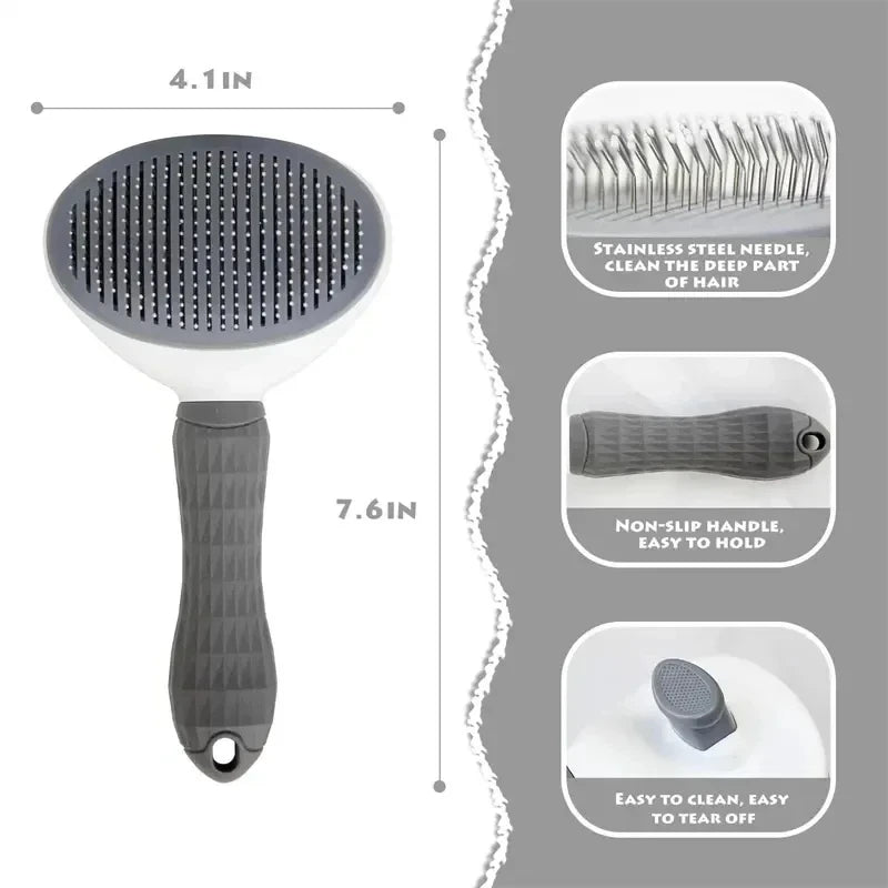 Self-Cleaning Pet Brush 🐶🐱 | Removes Loose Hair & Detangles with 1 Click