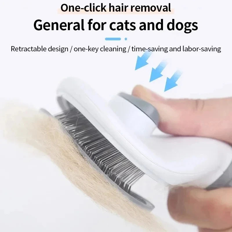 Self-Cleaning Pet Brush in use