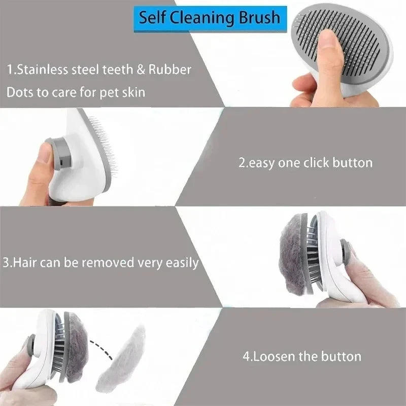 Self-Cleaning Pet Brush 🐶🐱 | Removes Loose Hair & Detangles with 1 Click